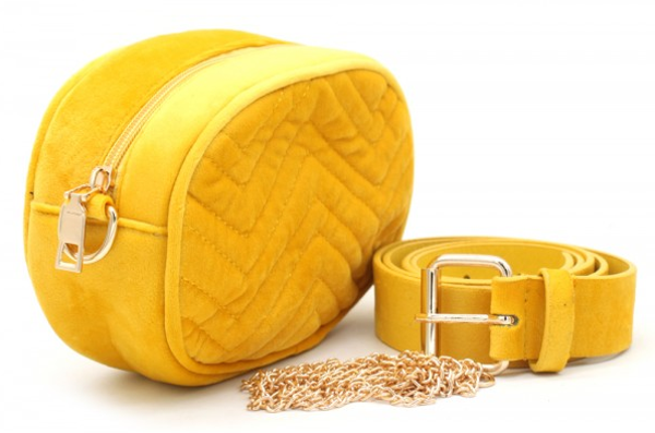 Velvet bag geel