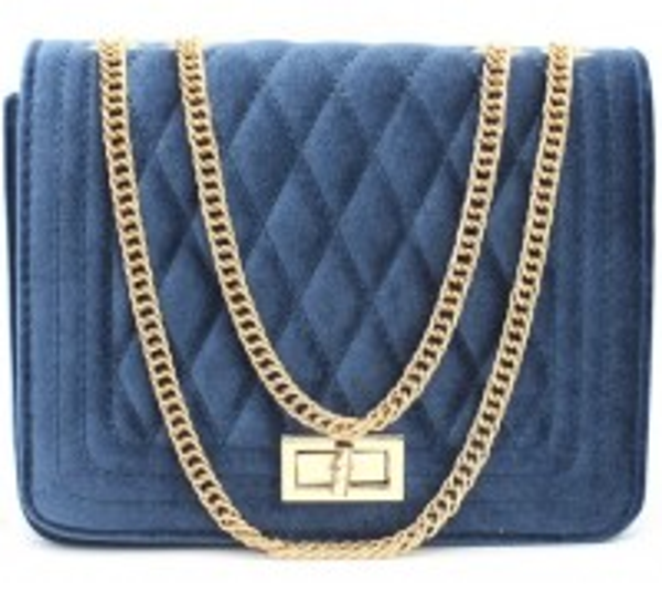 handtas velvet blauw