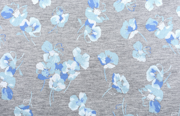 Jersey viooltjes grijs melange