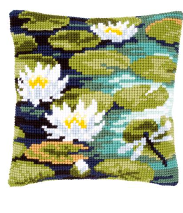 kruissteekkussen waterlelies