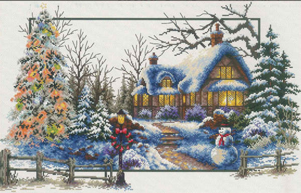 Borduurpakket winter cottage
