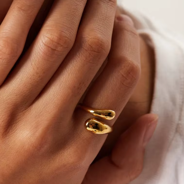 Dubbele druppelvorm ring (verstelbaar)