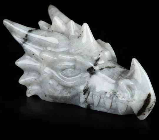 3.7" Labradorite Hand Carved Crystal Dragon Head Skull