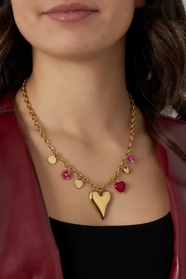 Ruby Heart Charm Necklace