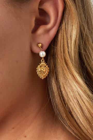 Royal Heart Pearl Oorbellen