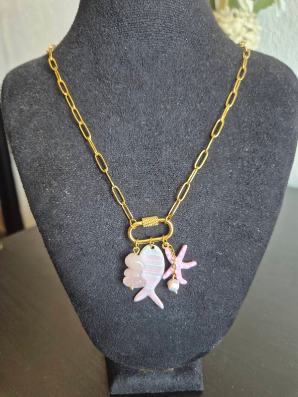 Pink Fish Sea Charm Necklace