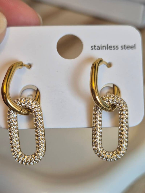 Open Oval Strass Earrings