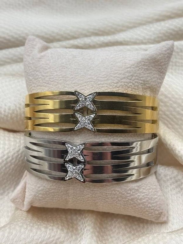 Double Cross Crystal Bangle