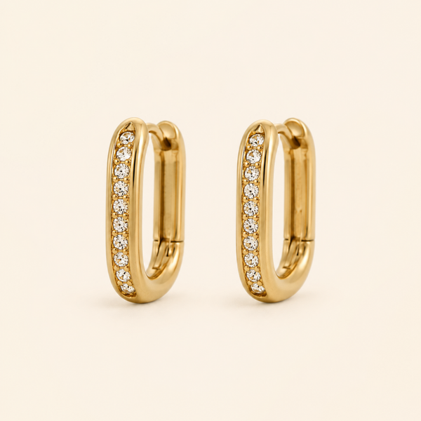 Oval Strass Hoops