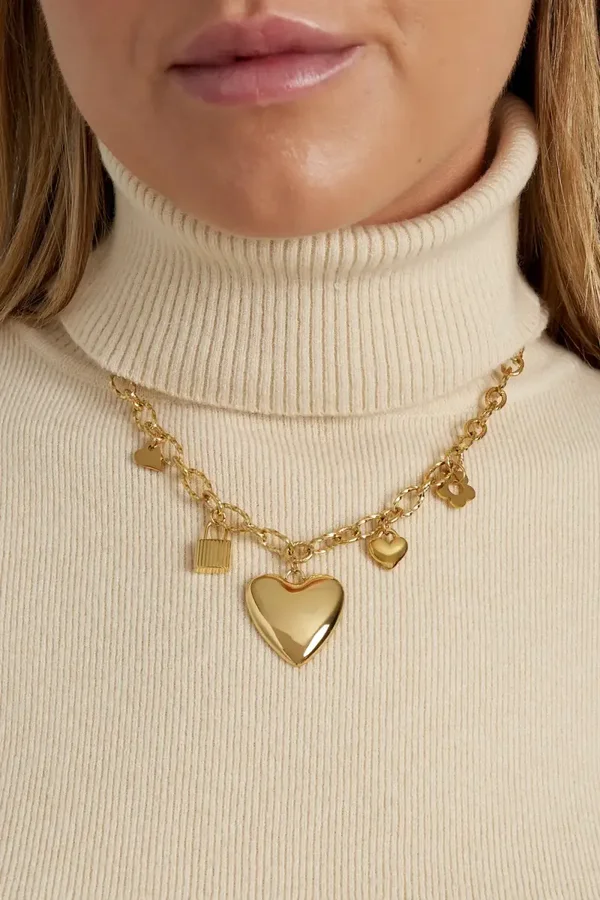 Golden Heart Lock Necklace