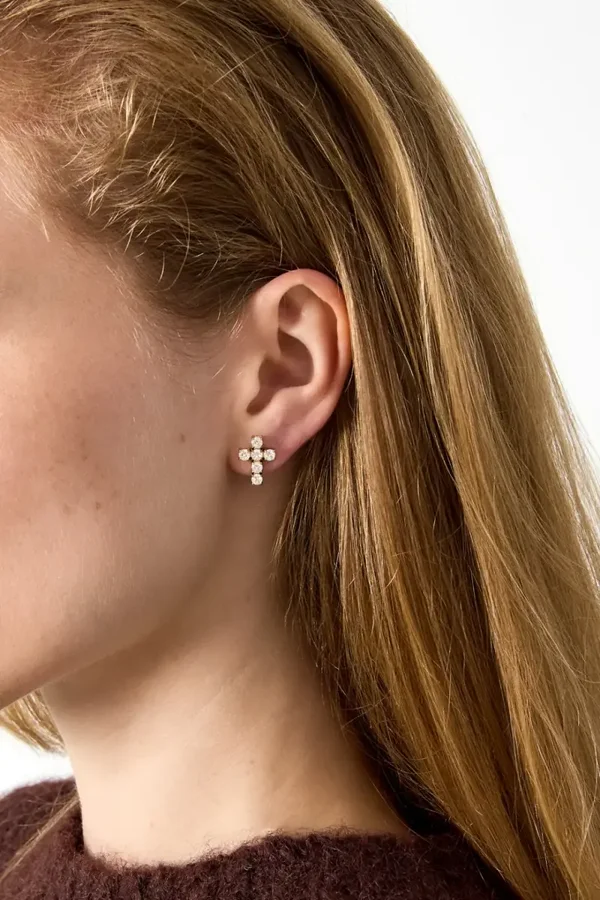 cross zirkonia studs