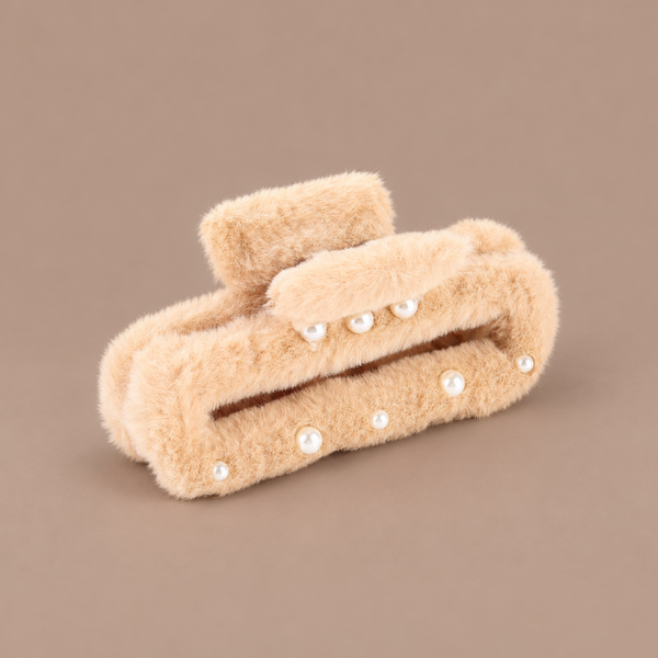 Teddy Haarklem XL Beige met Parels