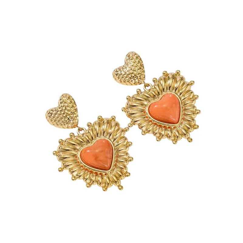 Royal Heart Earrings orange