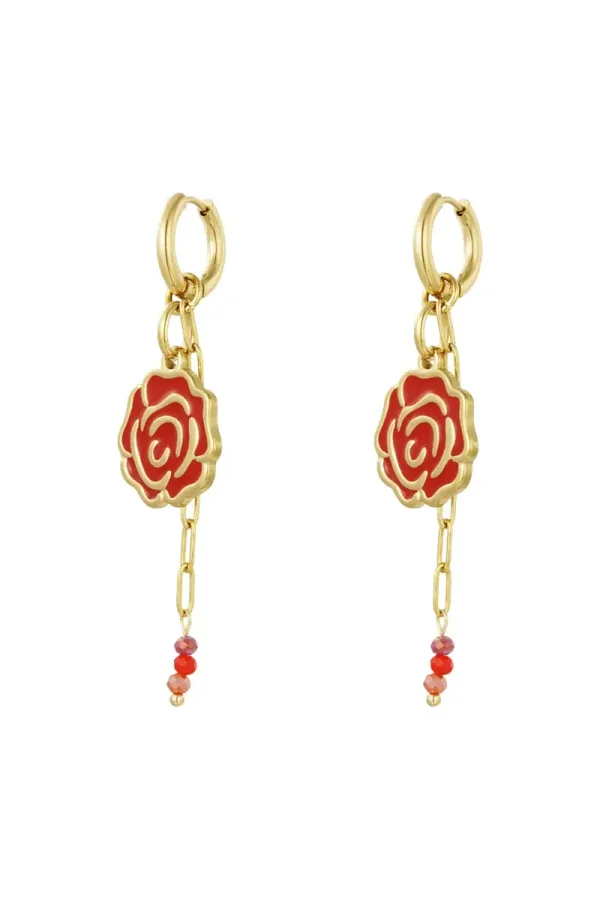 Red Rose Earrings