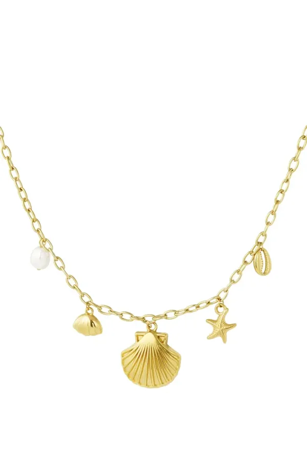 Shell Starfish Charm Necklace Zilver