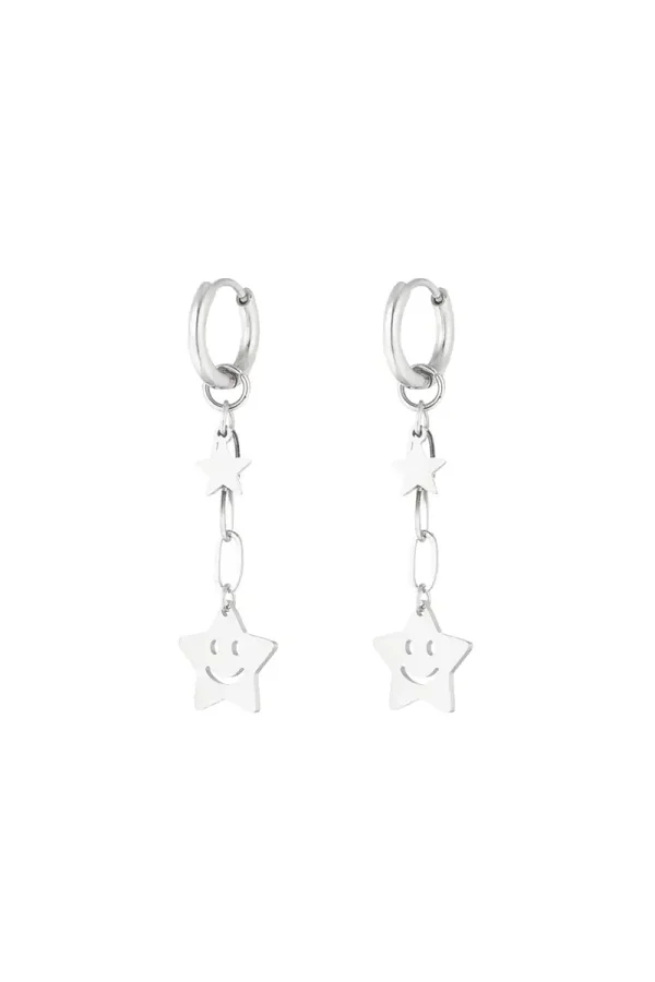 Smiley Star Earrings Zilver
