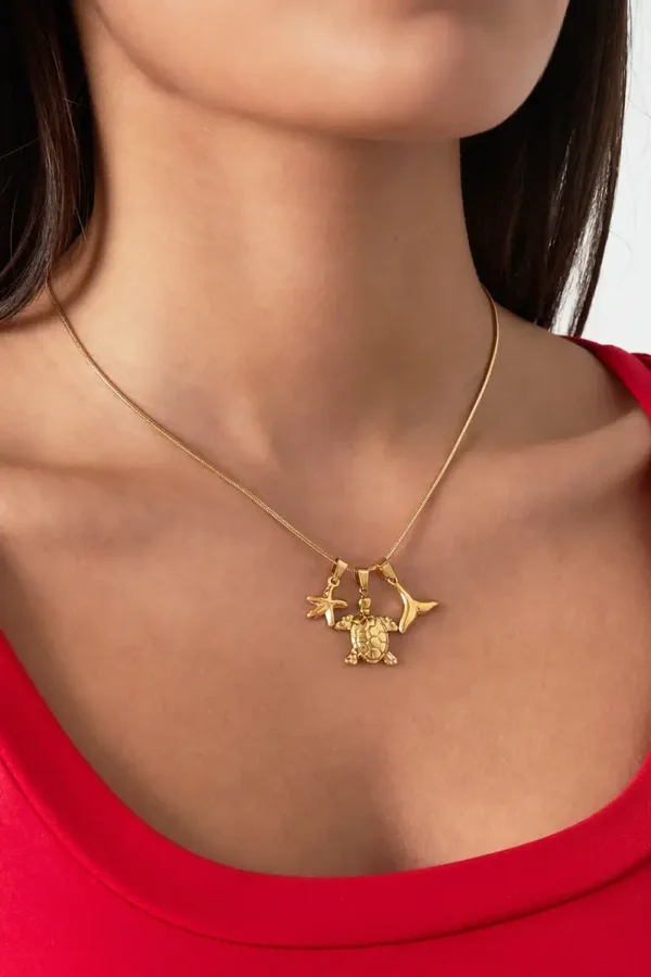 Turtle Ocean Charm Necklace Zilver