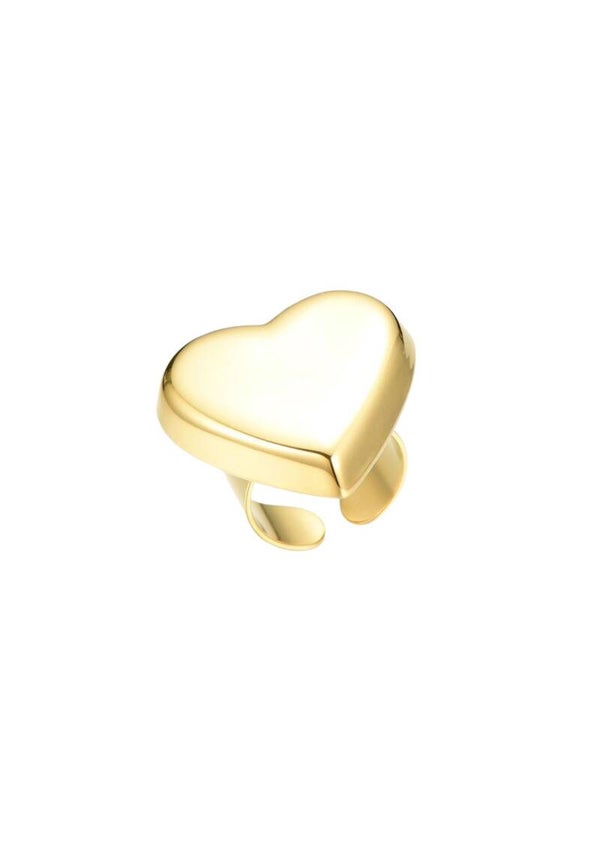 Statement big heart ring goud
