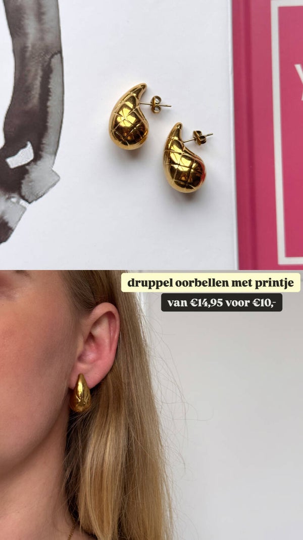 Druppel oorbellen met printje