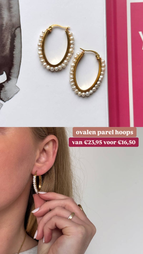 Ovalen parel hoops
