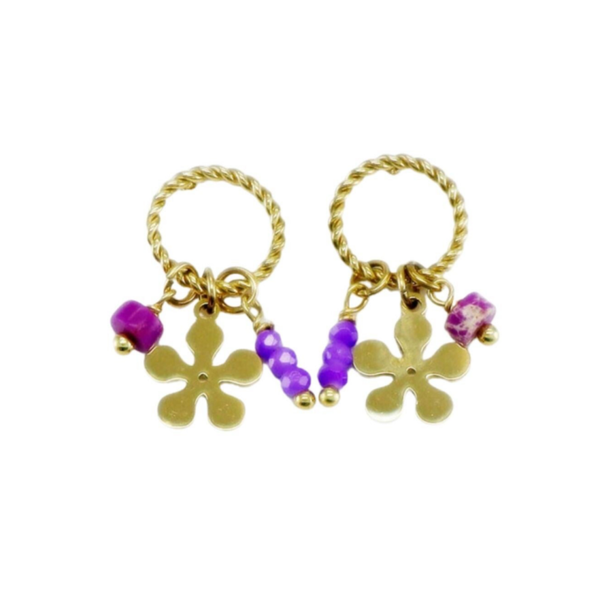 Soof oorbellen paars