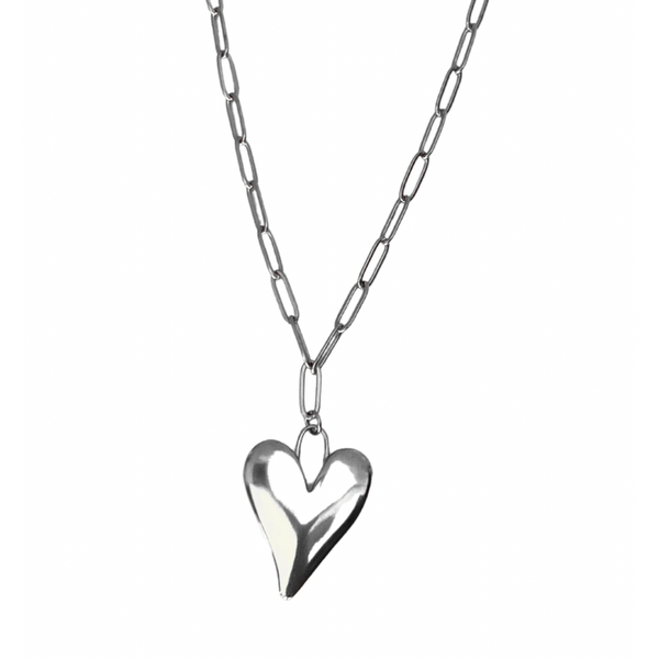 Ketting met groot hart zilver