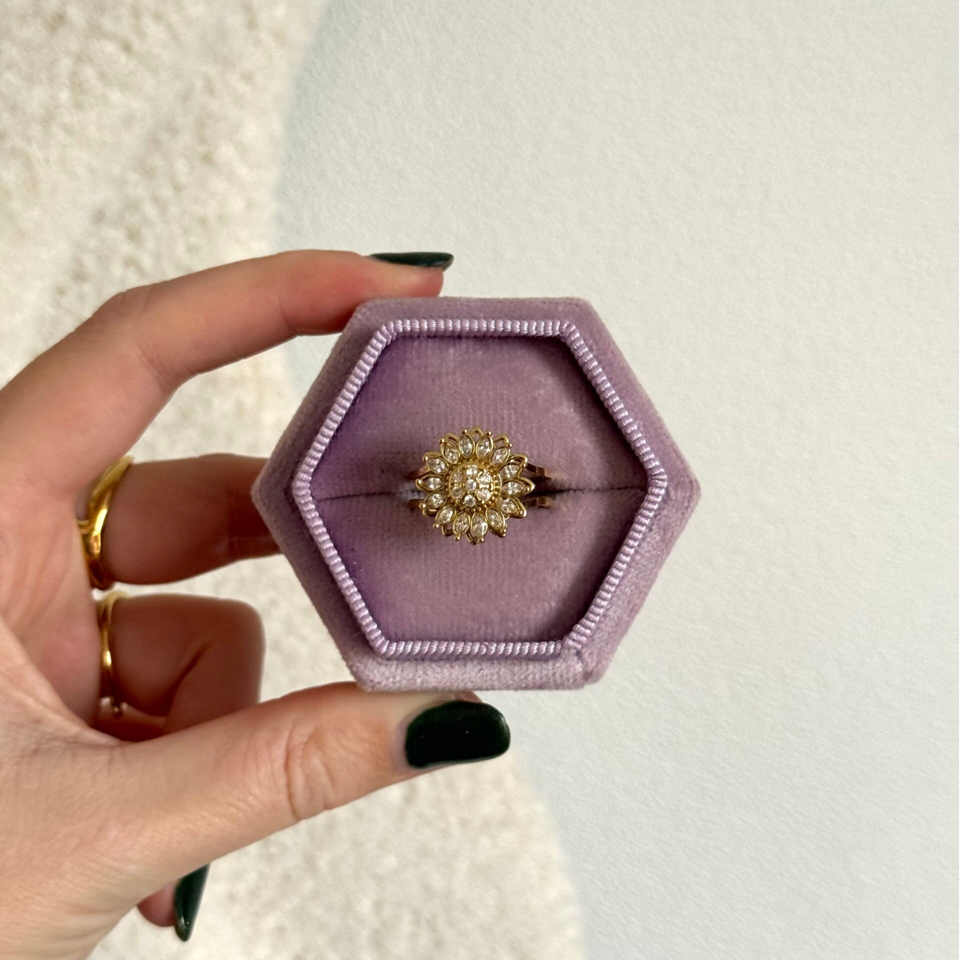 Spinning daisy ring goud