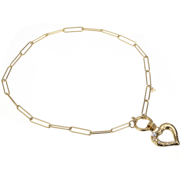 Open pearl hart ketting