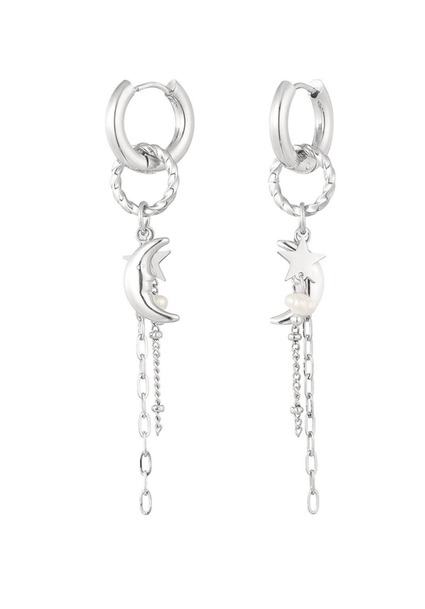 To the moon oorbellen zilver