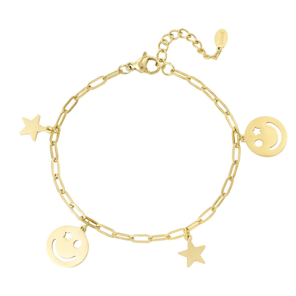 Happy night bedelarmband goud