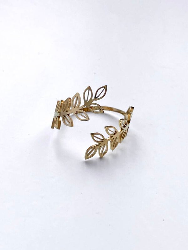 Open blaadjes ring goud