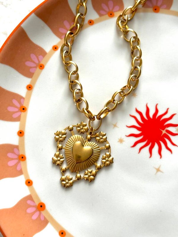 Handgemaakte ketting met hart bedel