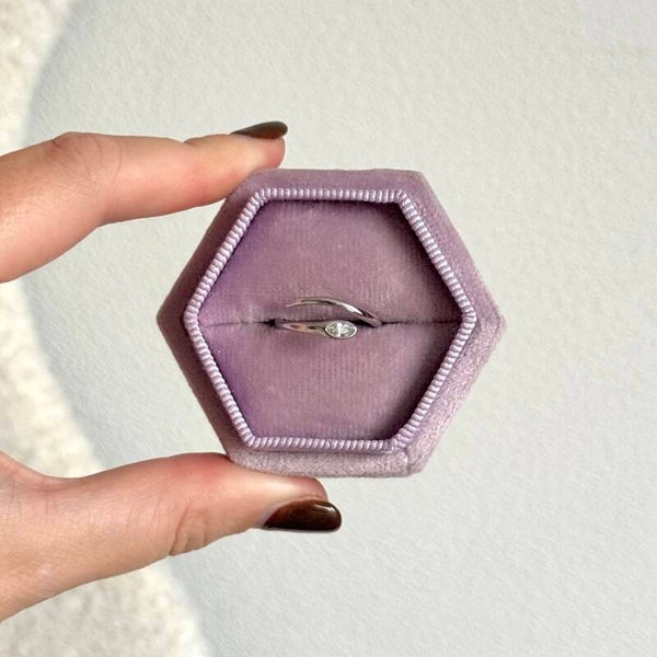 Crystal curve ring zilver