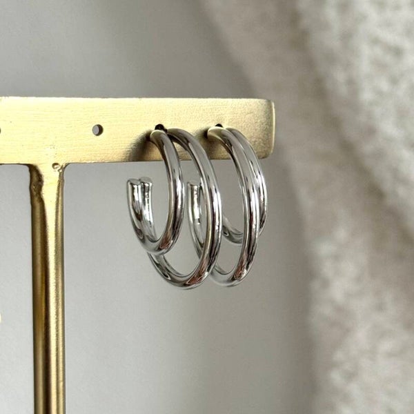 Double dare oorbellen zilver