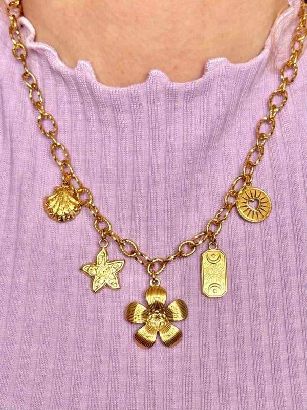 Handgemaakte ketting met bedels #243