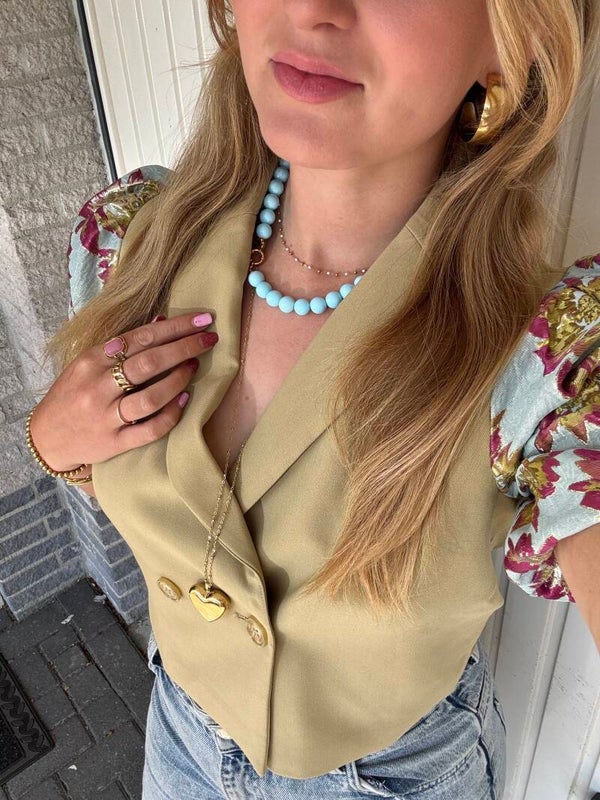 Lichtblauwe kralenketting