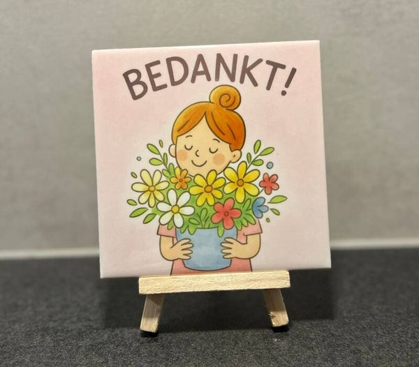 Bedankt vrouw met bloemen