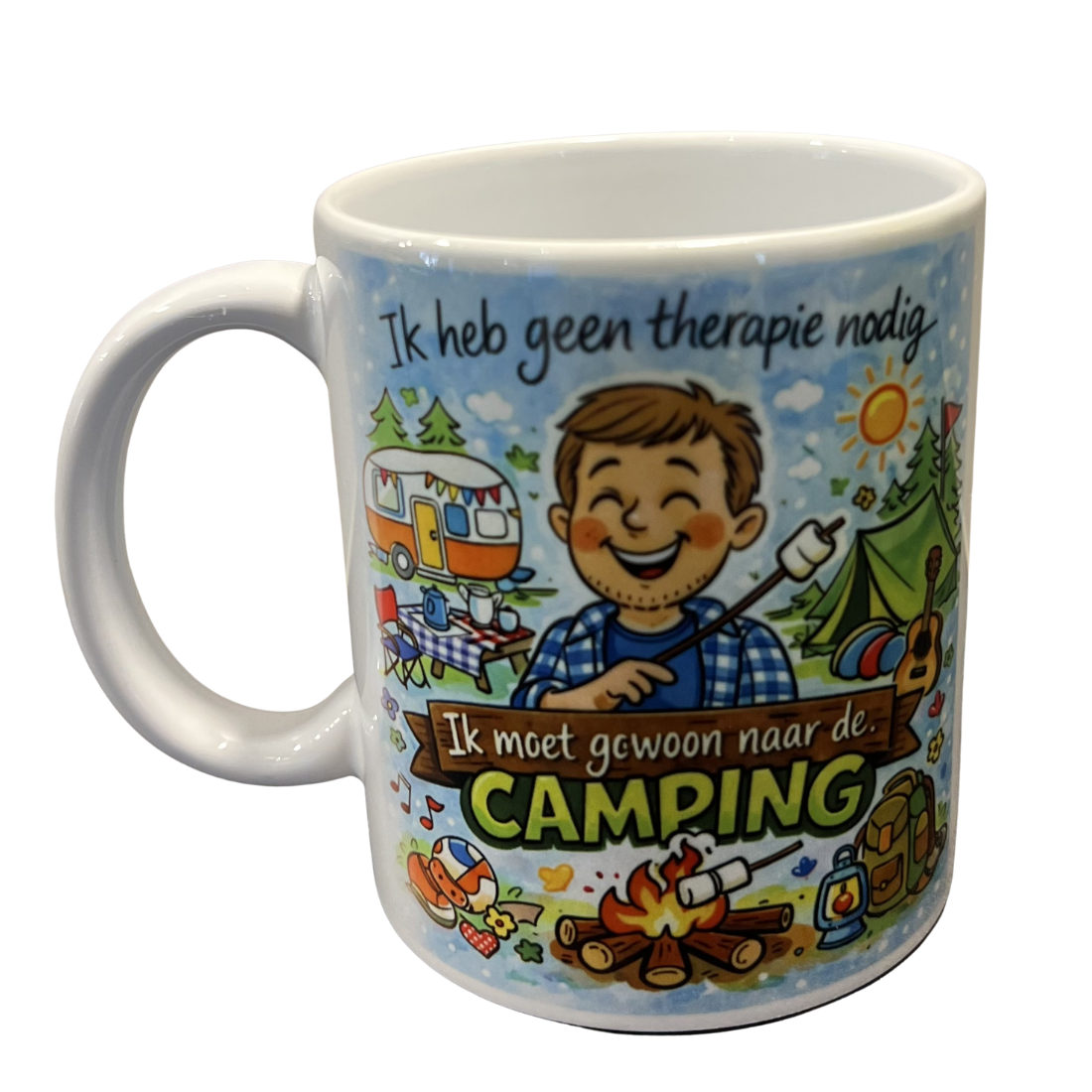 Beker: ik heb geen therapie nodig, ik moet gewoon naar de camping man