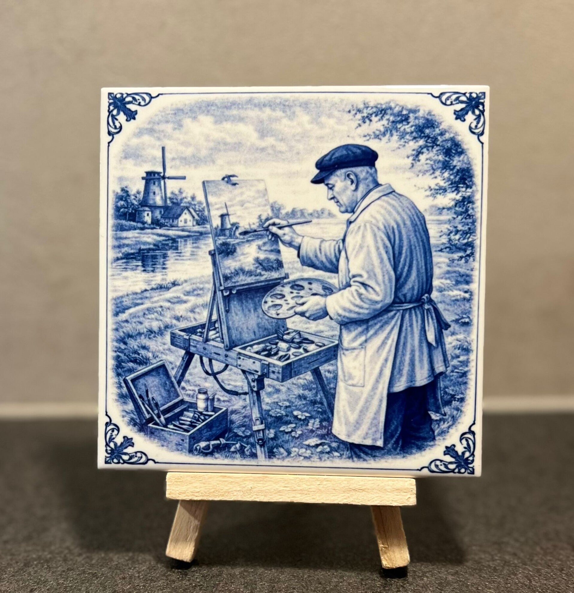 Schilder Delfts blauw