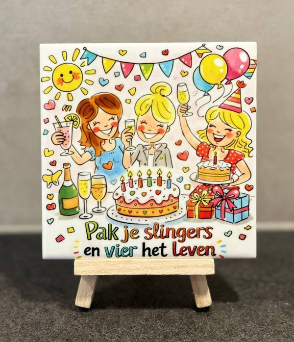 Pak je slingers en vier het leven