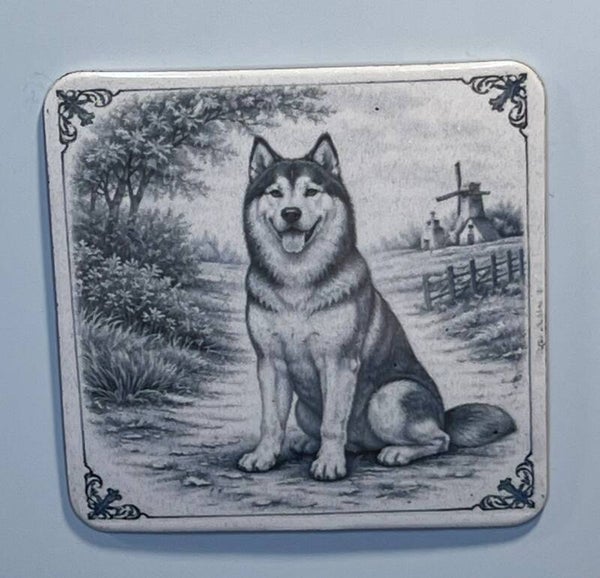 Magneet husky delfts blauw