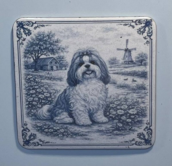 Magneet shih tzu delfts blauw