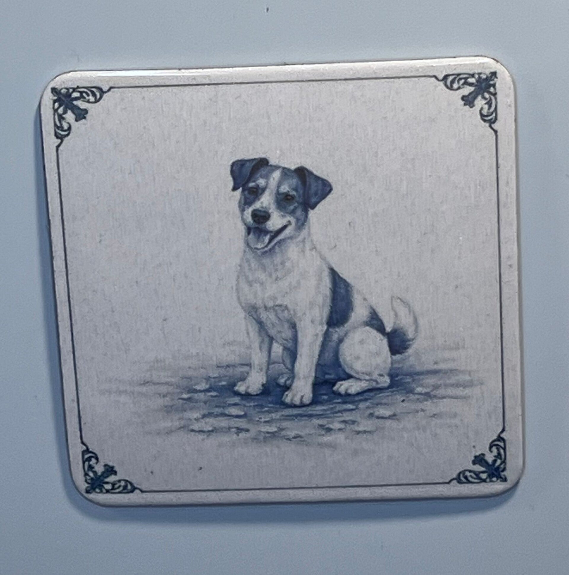 Magneet jack russel delfts blauw