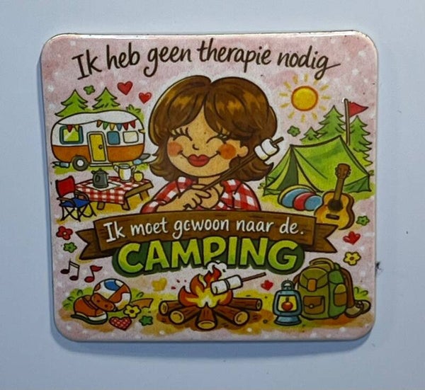 Magneet camping vrouw bruin haar
