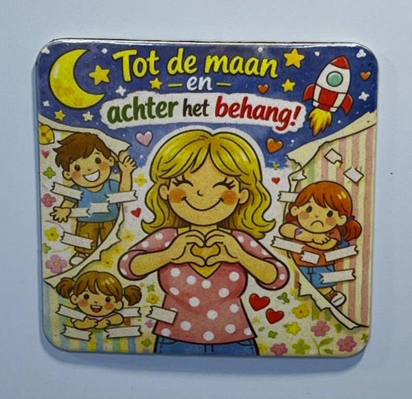 Magneet tot de maan en achter het behang