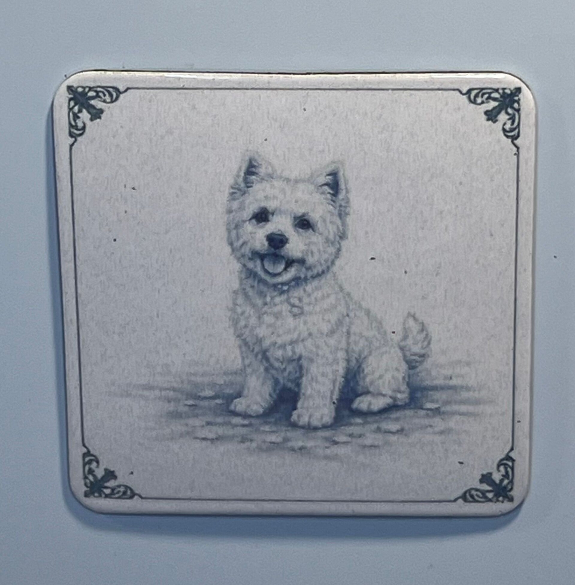 Magneet west highland white terrier delfts blauw