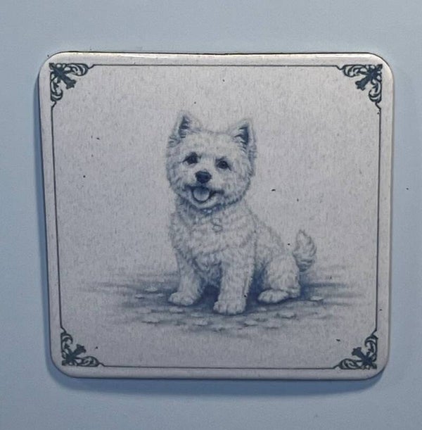 Magneet west highland white terrier delfts blauw