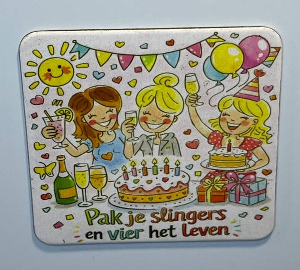 Magneet Pak je slingers en vier het leven