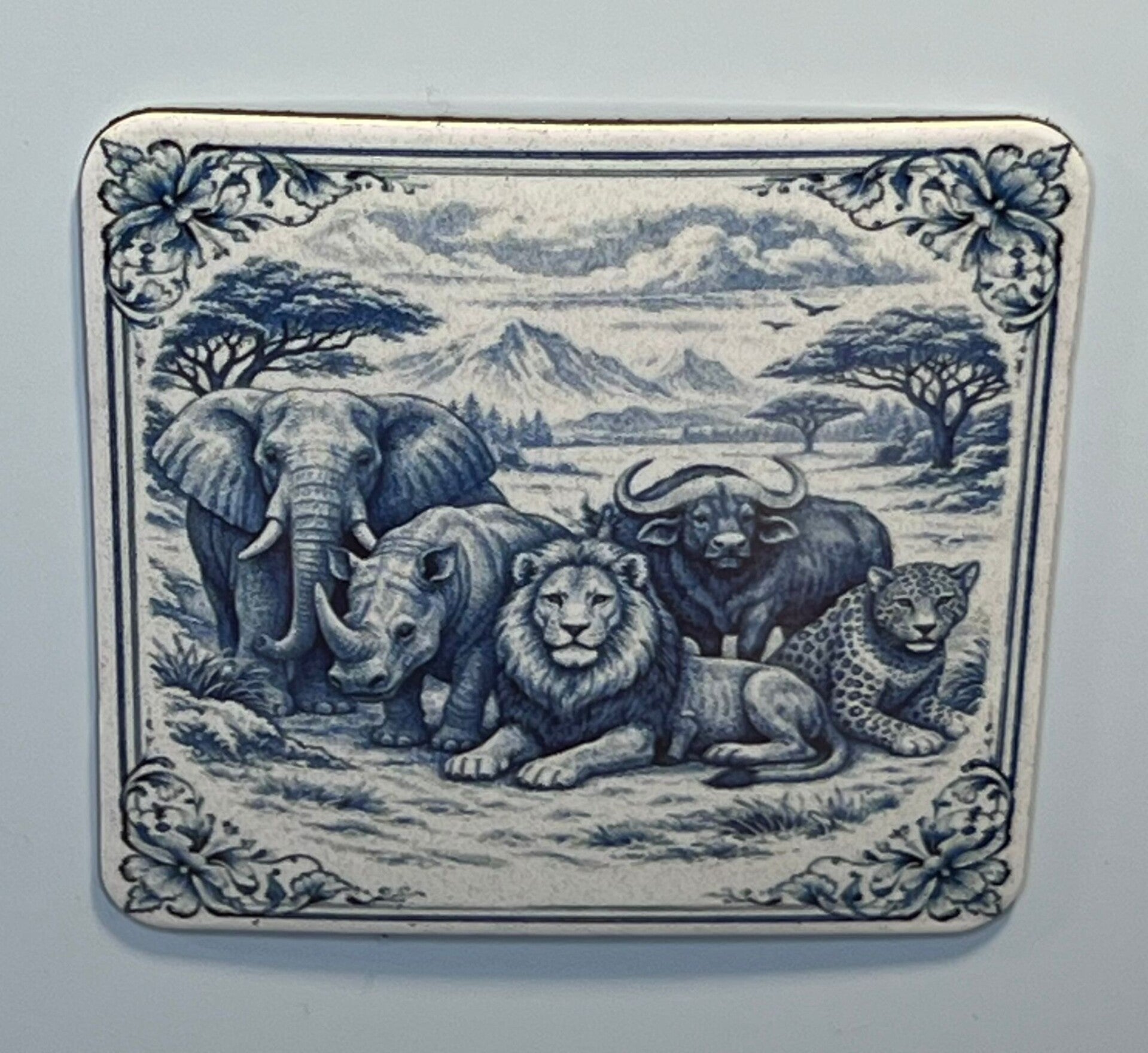 Magneet Big five delfts blauw