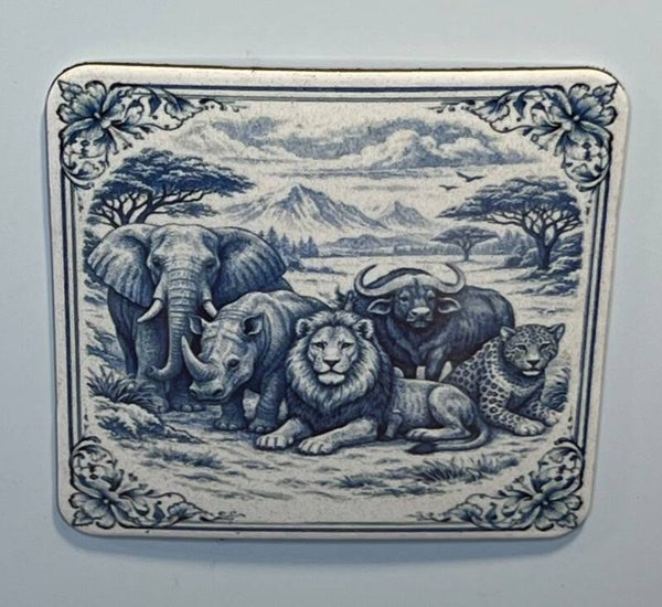 Magneet Big five delfts blauw